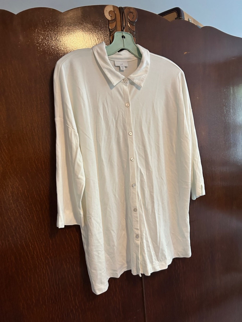 J. Jill Cream Collared Button Front Blouse